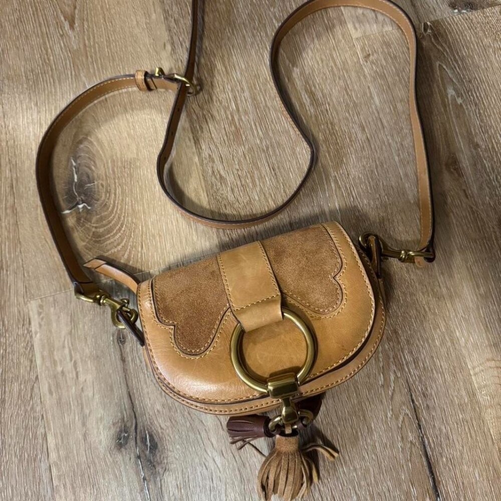 Frye Ilana mini Leather Saddle Cross Body Shoulder‎ Bag in Tan